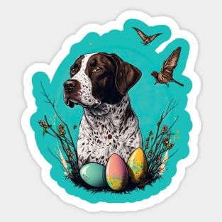 Pointer Dog happy easter day Sticker